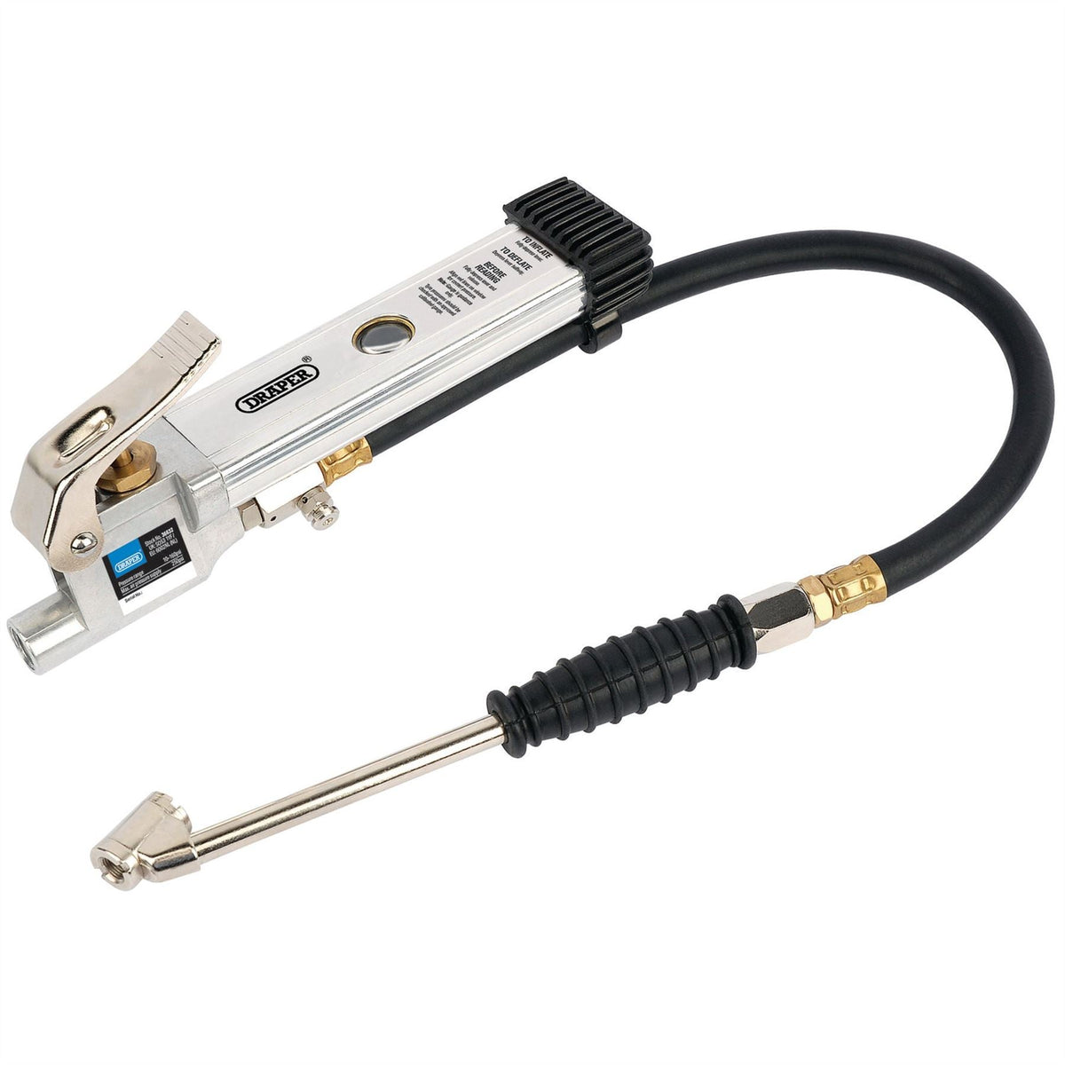Draper Air Line Inflator with Twin Open Ended Push On Connector 36632 White Rose Tools