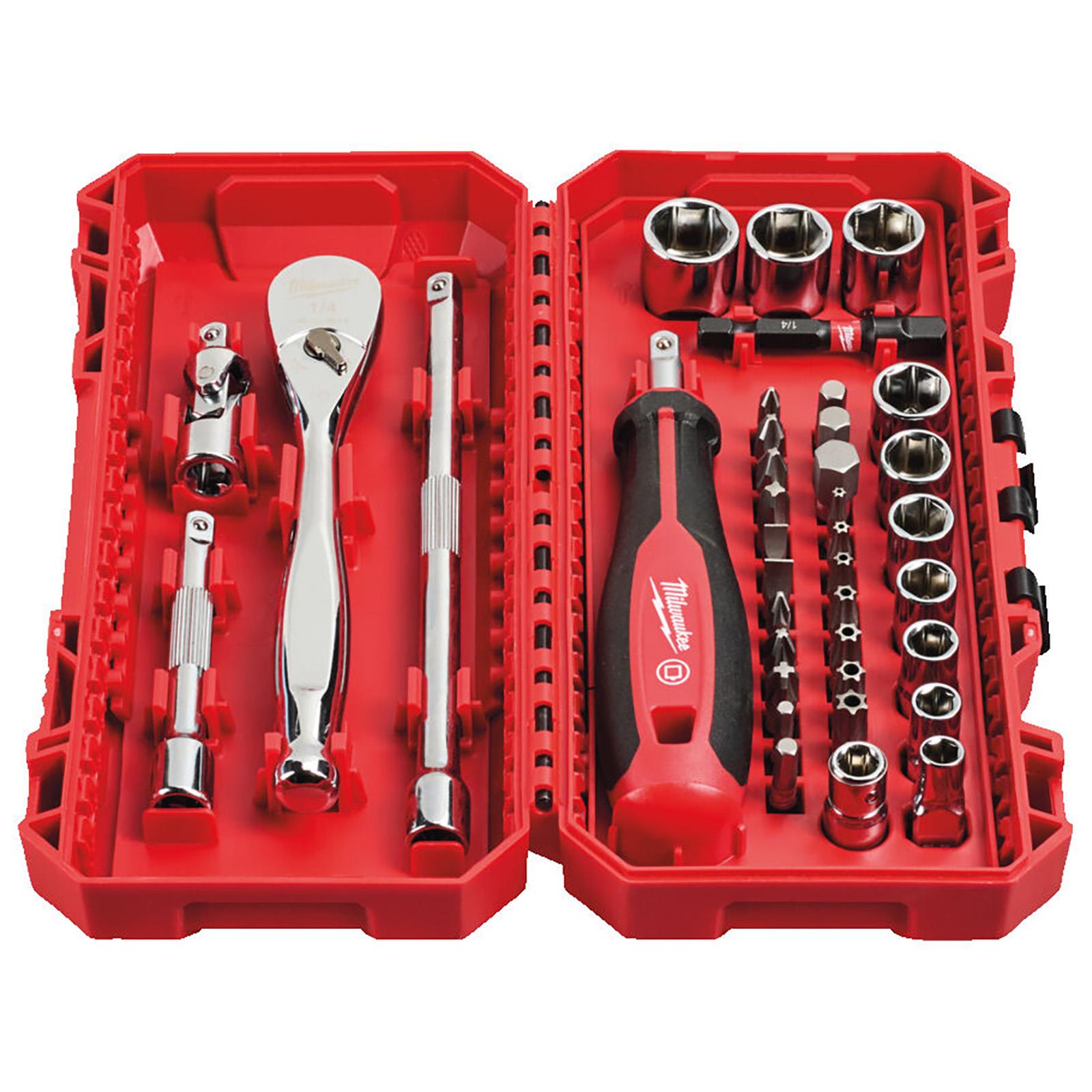 Milwuakee 1/4" Ratchet Driver Socket Set Metric In PACKOUT Compatible Box 38pc