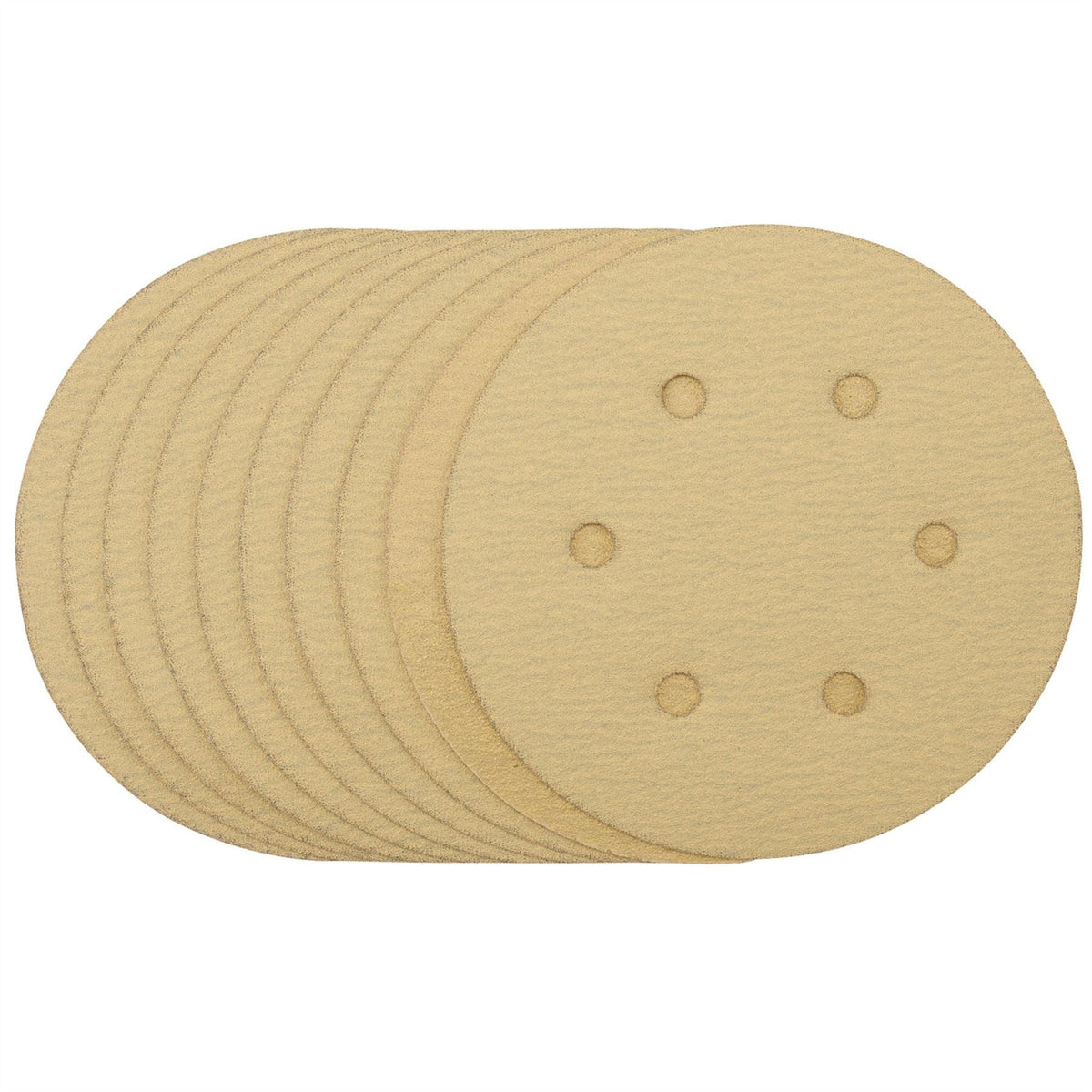 Draper Gold Sanding Discs with Hook & Loop 150mm 120 Grit 6 Dust Extraction Holes (Pack of 10) (Pack of 10) 64025 White Rose Tools