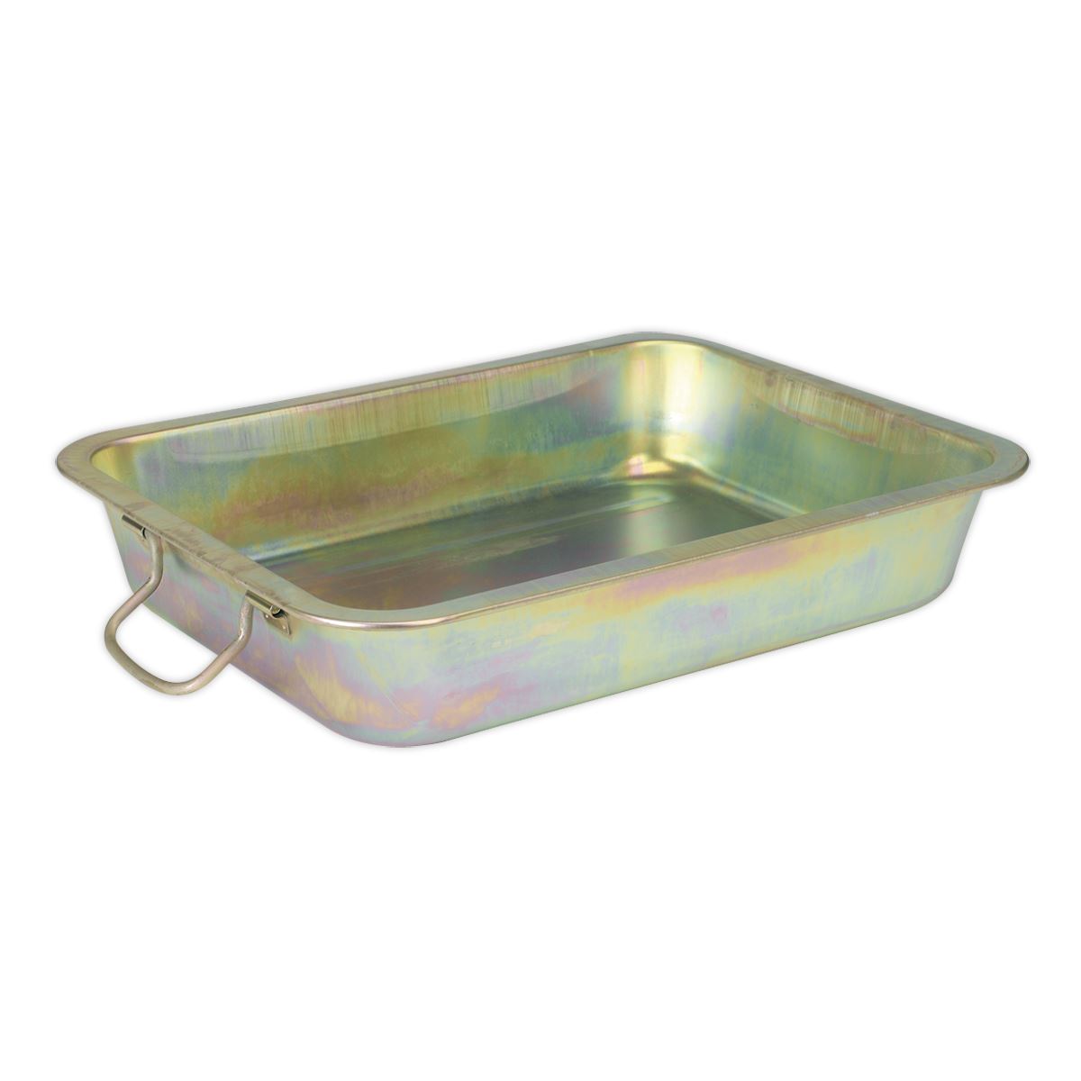Sealey 12 Litre Metal Oil Drain Pan Vehicle Fluid Transfer Cleaning Storing Drip Tray