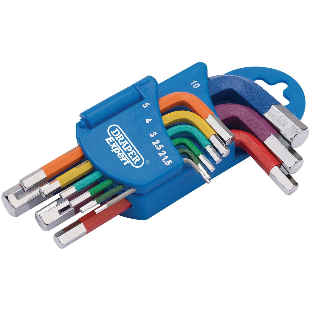 Draper Expert Metric Coloured Short Arm Hex. Key Set (9 Piece) 66126 White Rose Tools
