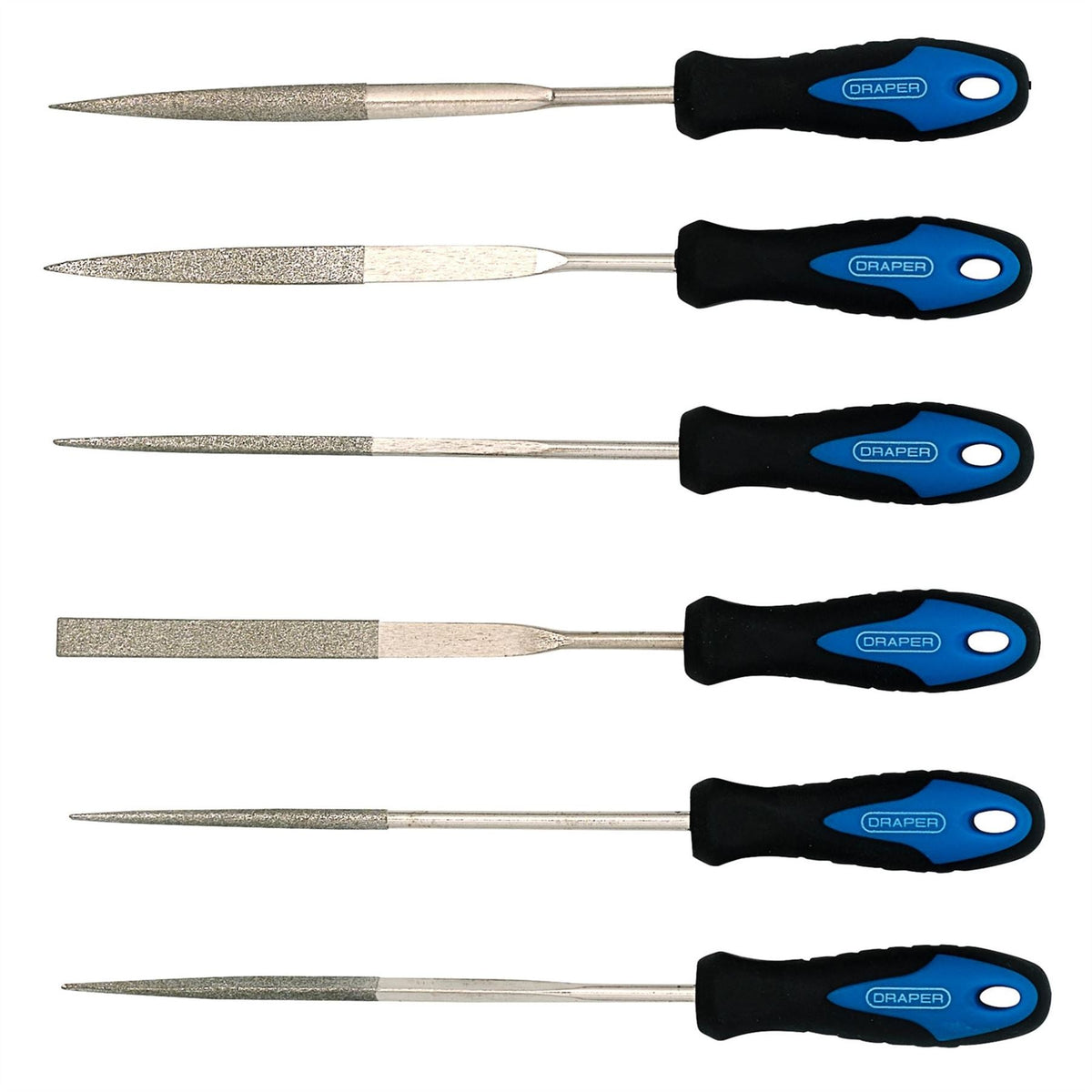 Draper Soft Grip Diamond Needle File Set 150mm (6 Piece) 47817 White Rose Tools