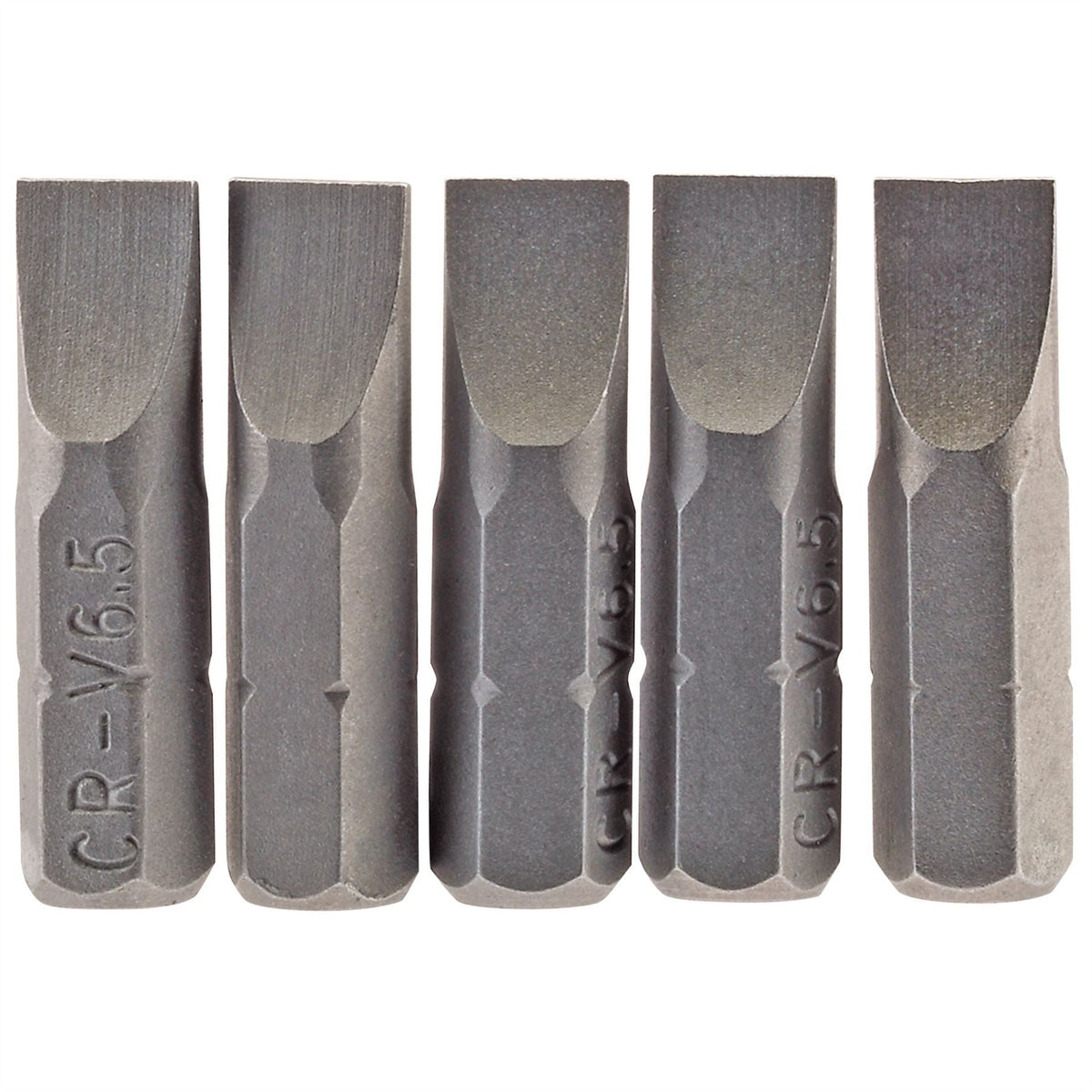Draper Plain Slot Insert Bit 6.5mm 1/4" Hex 25mm Long (Pack of 5) 64012 White Rose Tools
