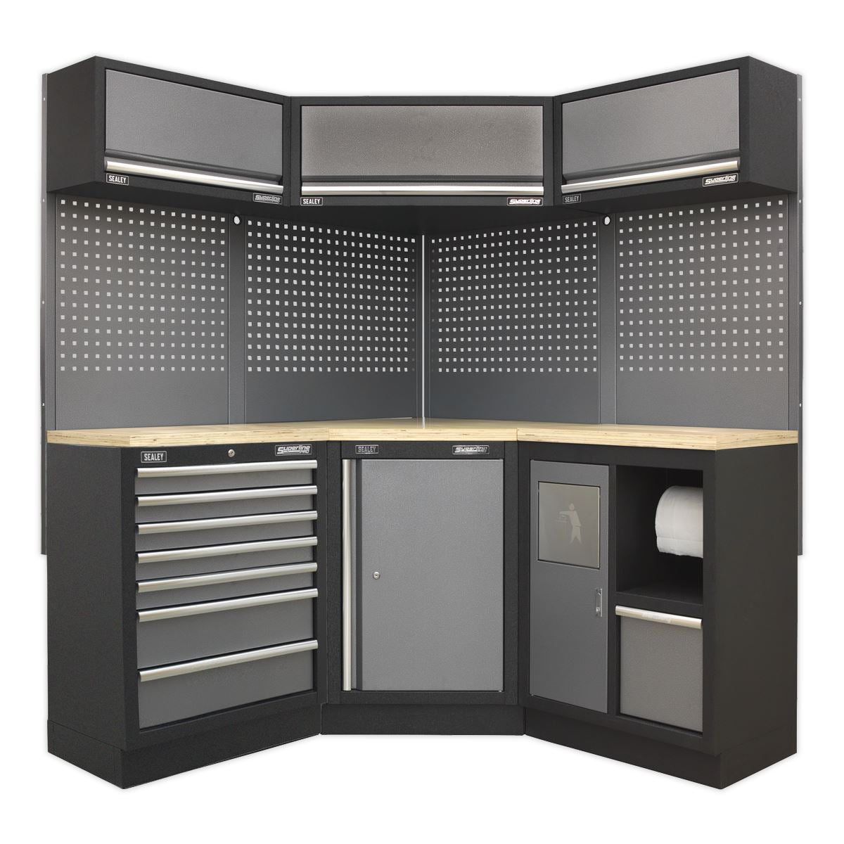 Sealey Superline Pro Superline PRO® 1.6m Corner Storage System - Wood Worktop