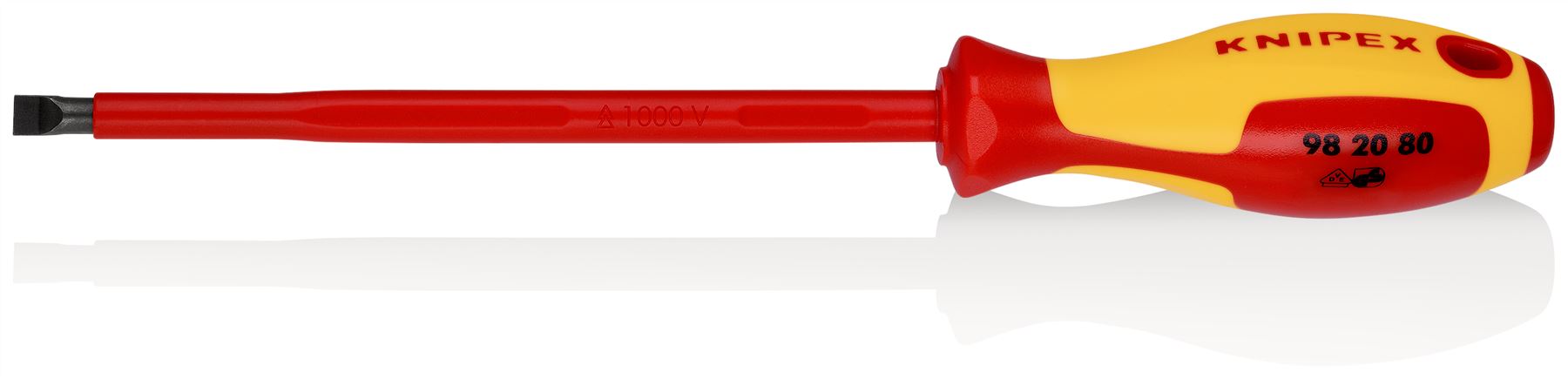 Knipex VDE Screwdriver for Slotted Screws 1000V 8.0 x 1.2 x 175mm 98 20 80