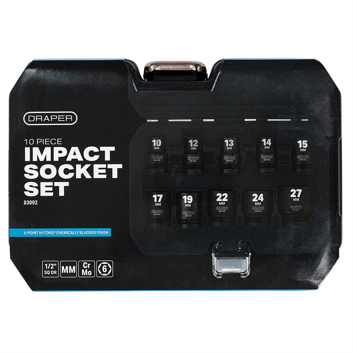 Draper HI-TORQ® Metric Impact Socket Set 1/2" Sq. Dr. (10 Piece) 83092 White Rose Tools