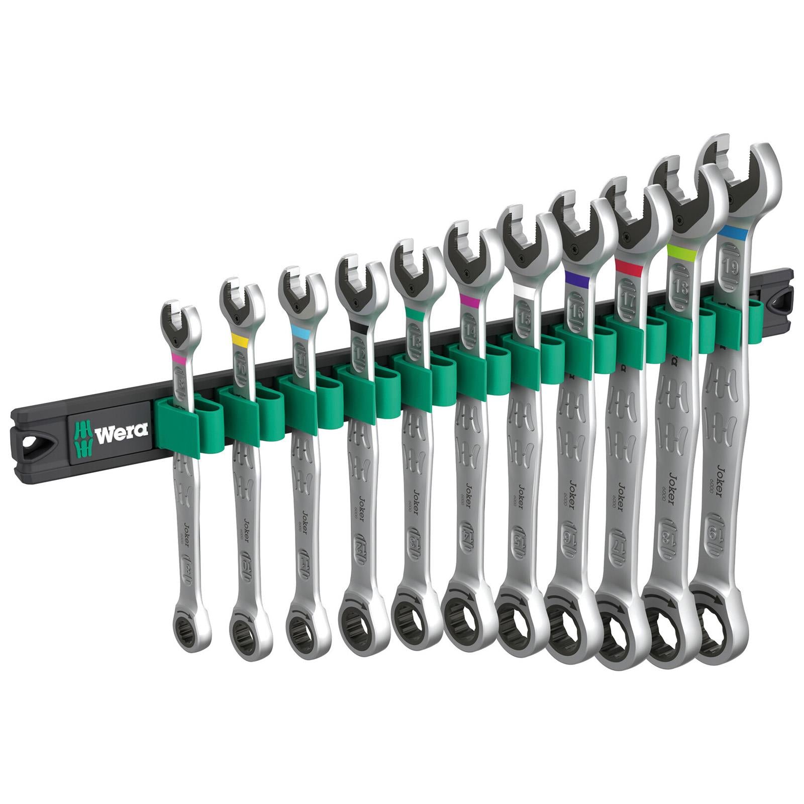 Wera Ratchet Combination Spanner Wrench Set 6000 Joker 1 9630 Magnetic Rail 11 Pieces 8-19mm