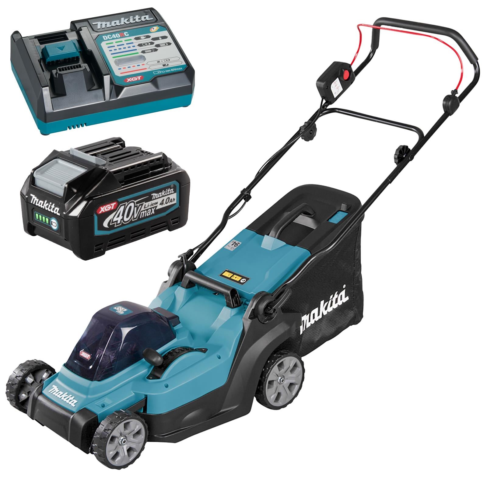 Makita 38cm Lawn Mower Kit 40V Max XGT Li-ion Cordless Garden Grass Outdoor 4Ah Battery and Charger LM003GM103