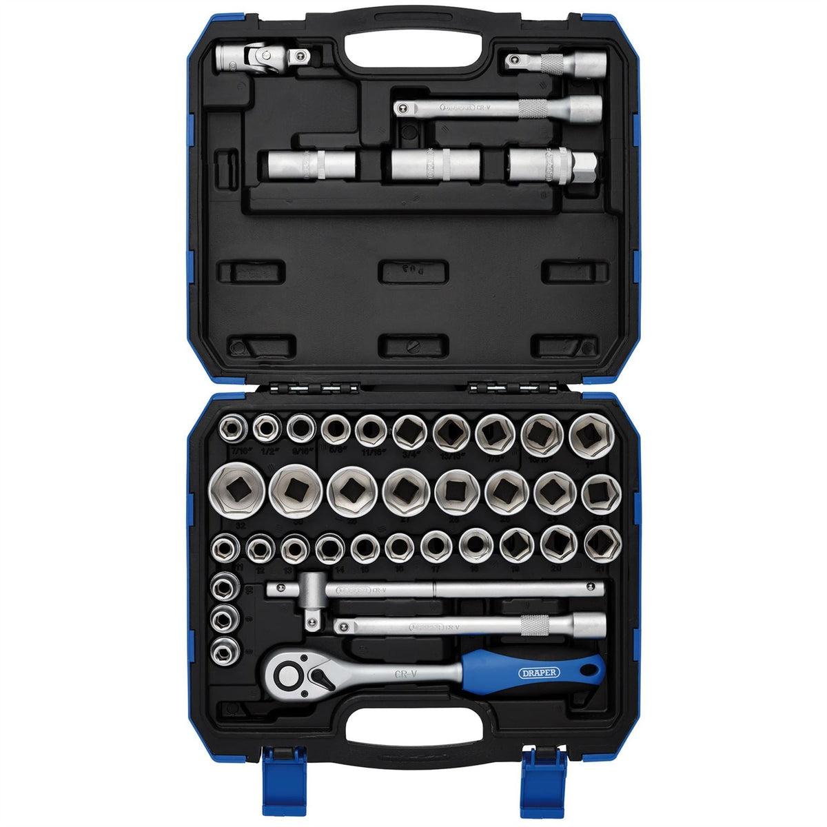 Draper Combined MM/AF Socket Set 1/2" Sq. Dr. (41 Piece) 82136 White Rose Tools