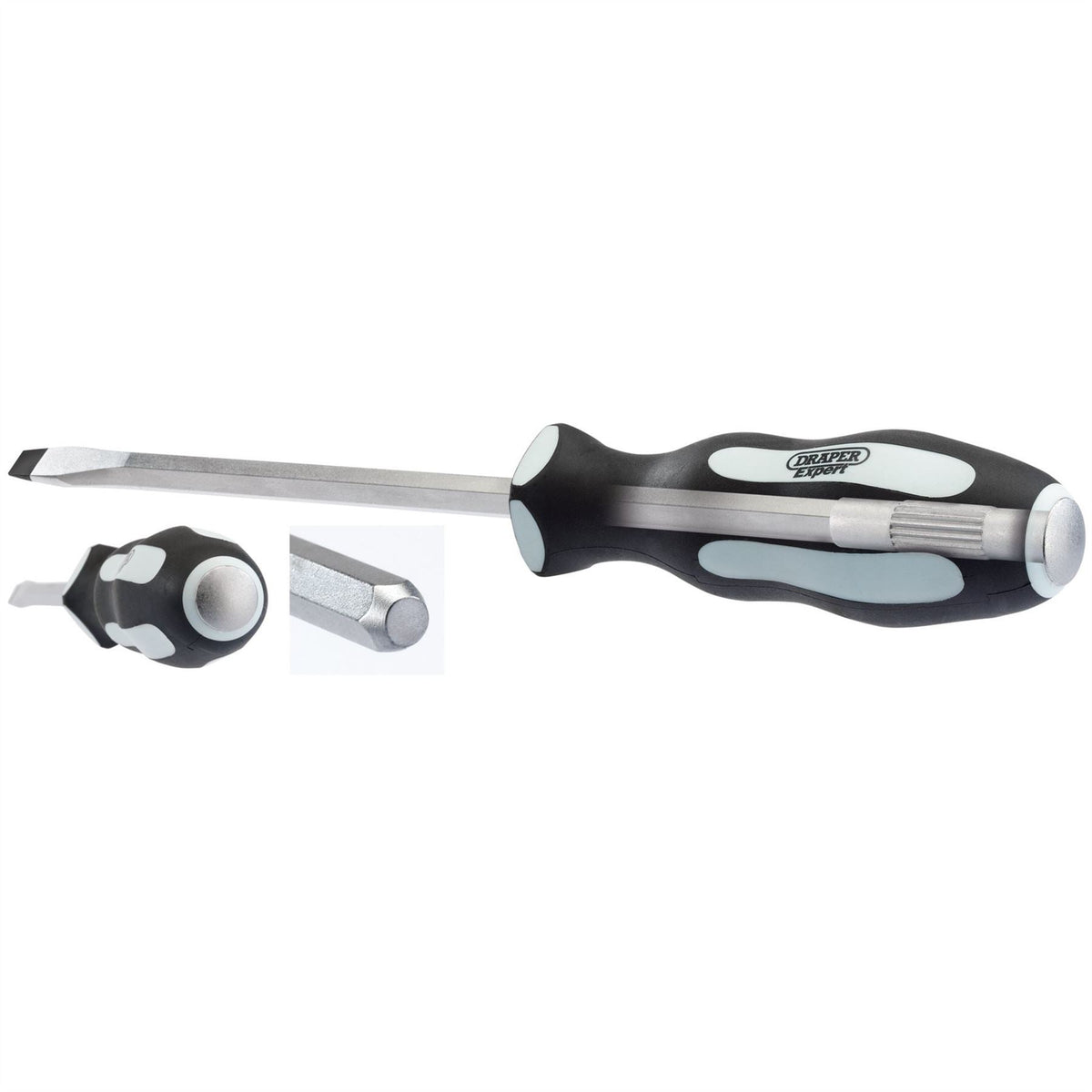 Draper Expert 'Pound Thru' Plain Slot Soft Grip Screwdriver 10 x 250mm 35186 White Rose Tools