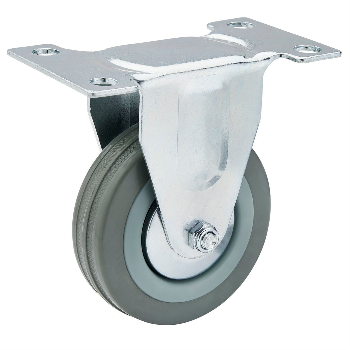 Draper Fixed Plate Fixing Rubber Castor 75mm Diameter S.W.L. 70kg 65477 White Rose Tools