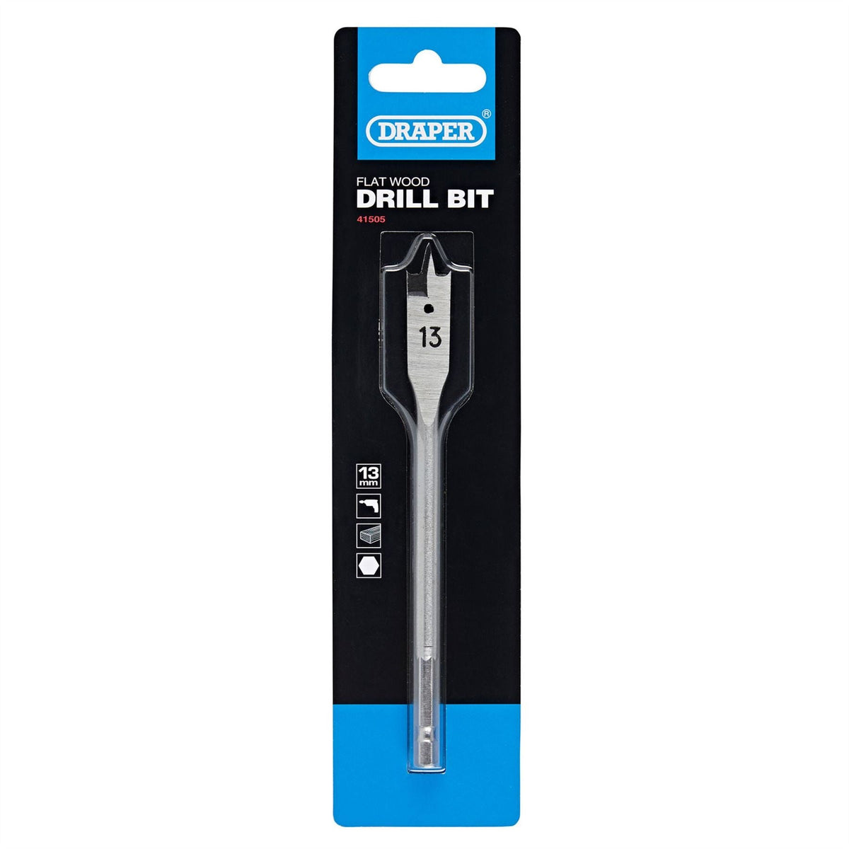 Draper Flat Wood Drill Bit 13 x 152mm 41505 White Rose Tools