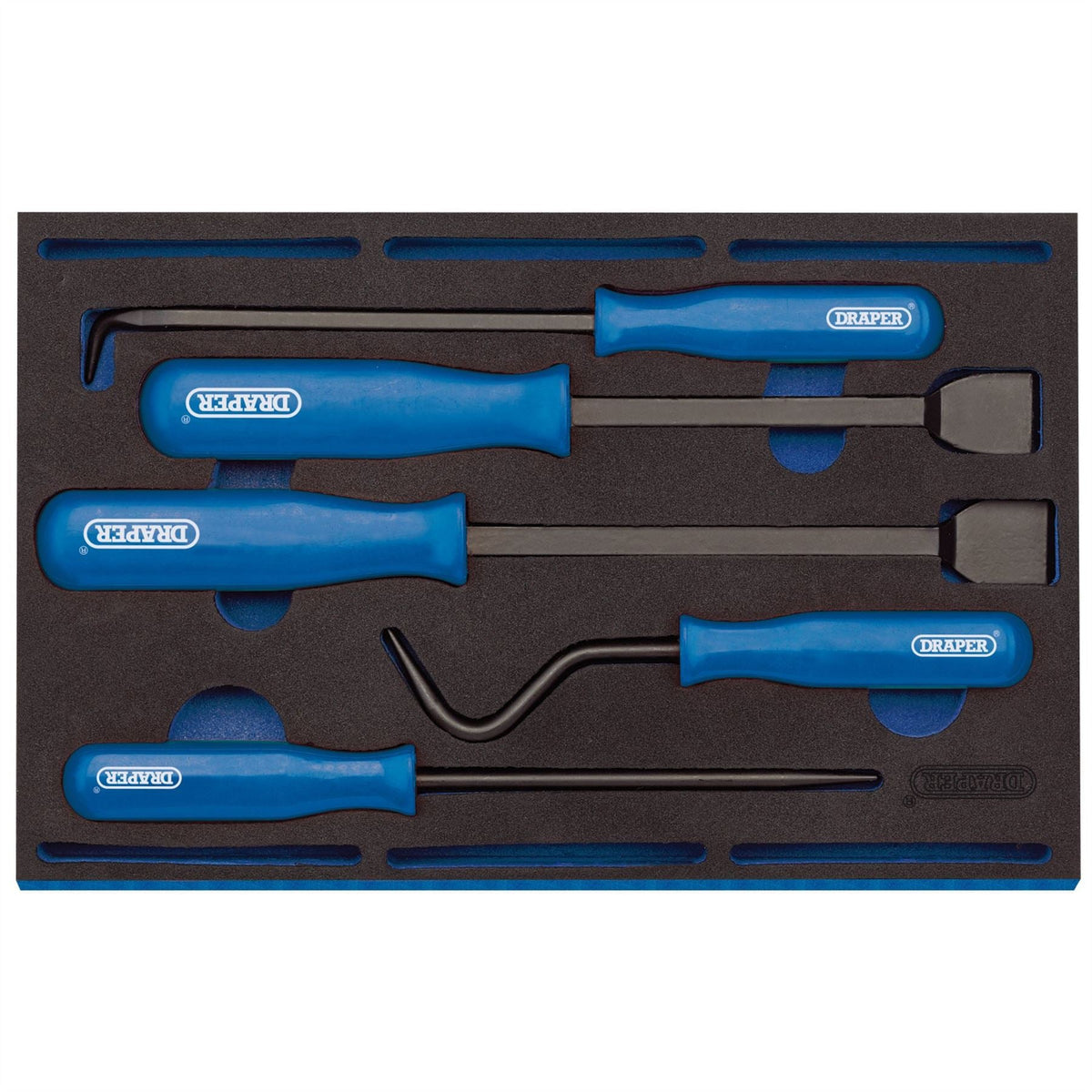 Draper Scraper and Remover Set in 1/4 Drawer EVA Insert Tray (5 Piece) 63497 White Rose Tools