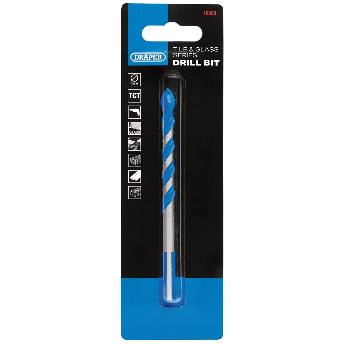 Draper TCT Tile and Glass Drill Bit 8 x 114mm 10068 White Rose Tools