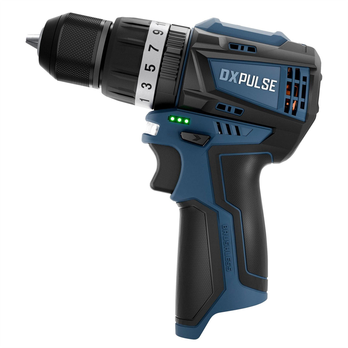 Draper DXPULSE 12V Brushless Combi Drill Kit 2 x 2.0Ah Batteries 1 x Charger 27879 White Rose Tools