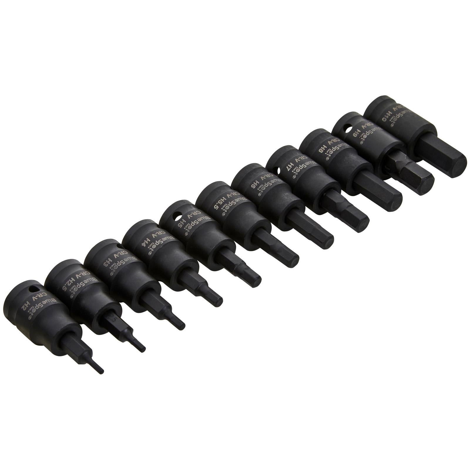 BlueSpot Impact Hex Socket Bit Set 3/8" Drive 2-10mm 11 Piece