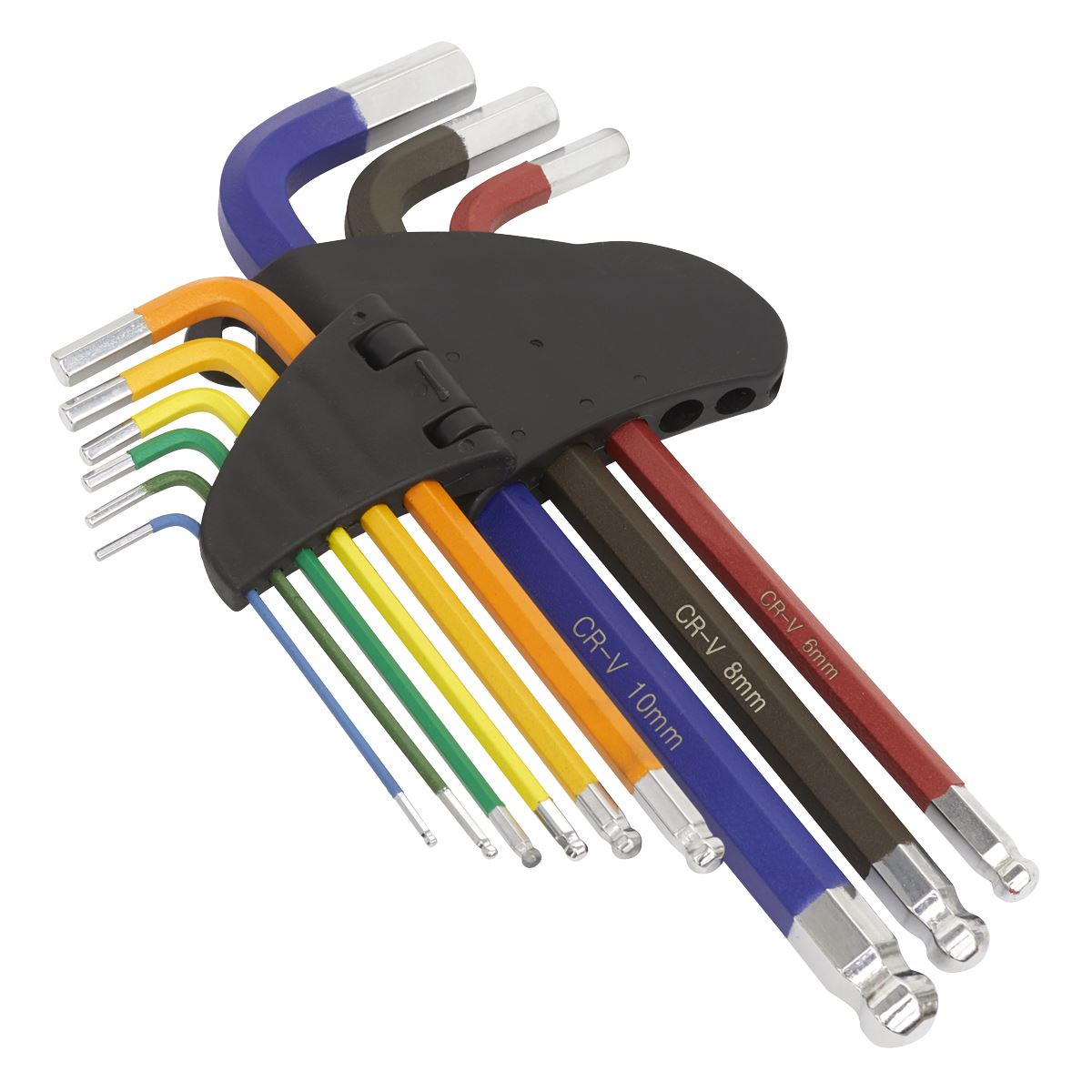 Sealey Premier 9 Piece Colour Coded Long Ball End Hex Key Set 1.5-10mm Metric