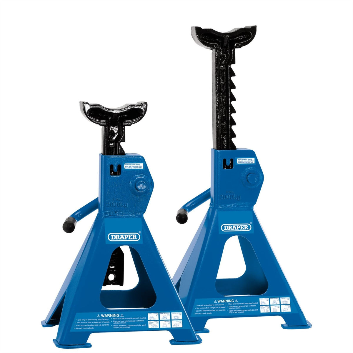 Draper Ratchet Axle Stands 2 Tonne (Pair) 30878 White Rose Tools
