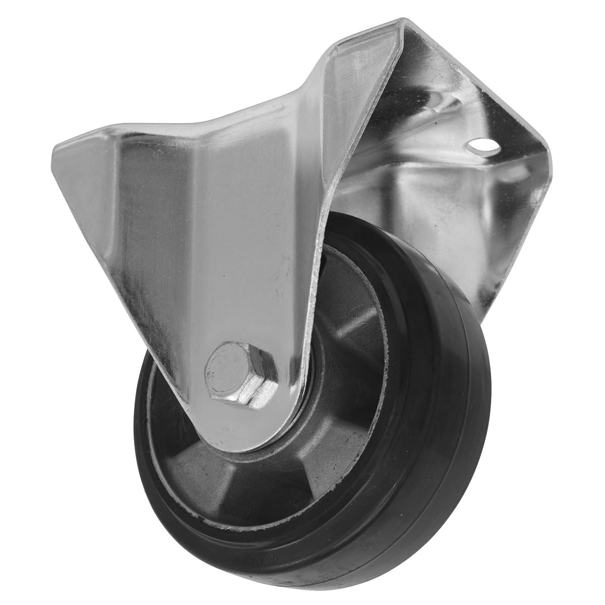 Sealey Heavy-Duty Rubber Fixed Plate Castor Wheel Ø125mm - Trade