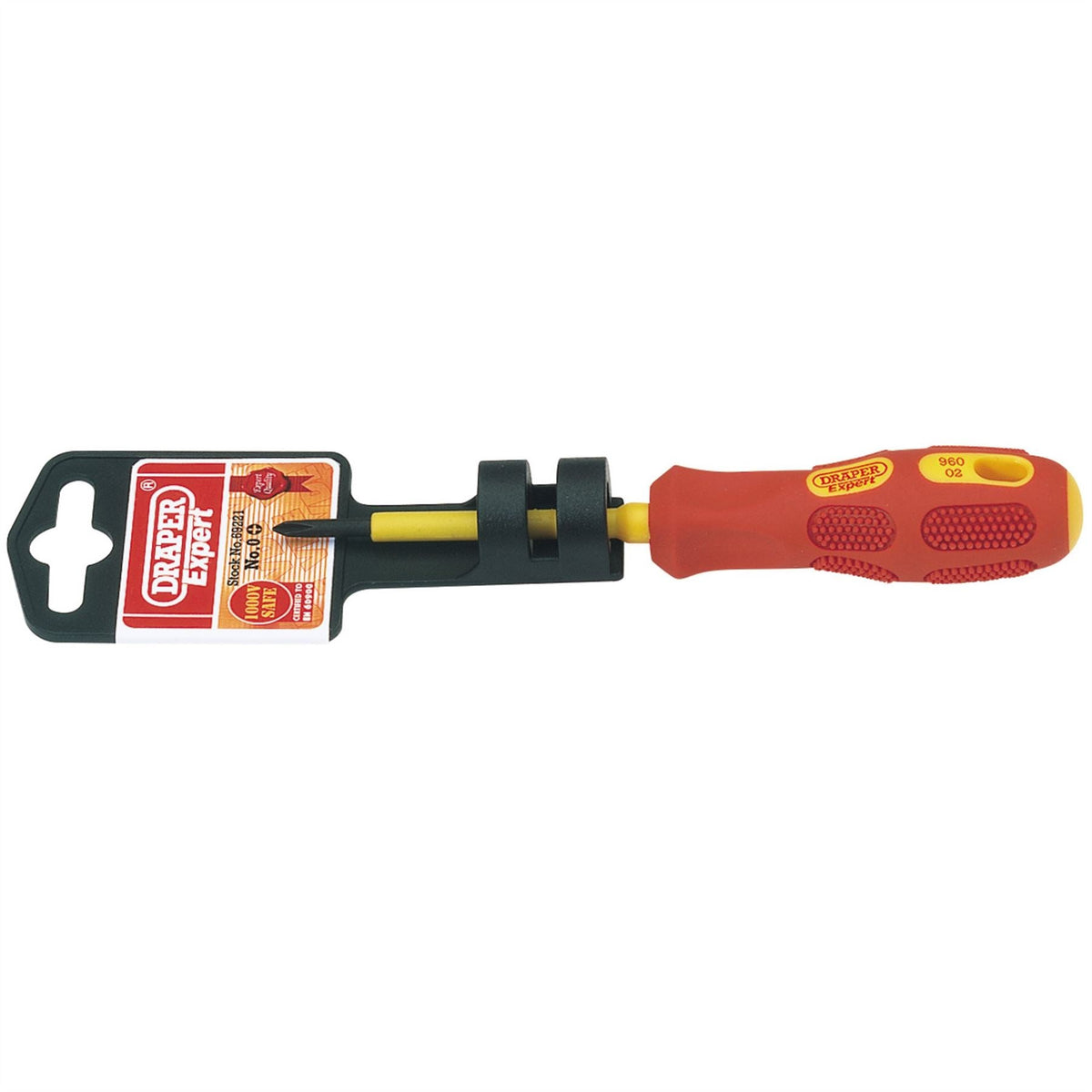 Draper Expert VDE Approved Fully Insulated Cross Slot Screwdriver No.0 x 60mm 69221 White Rose Tools
