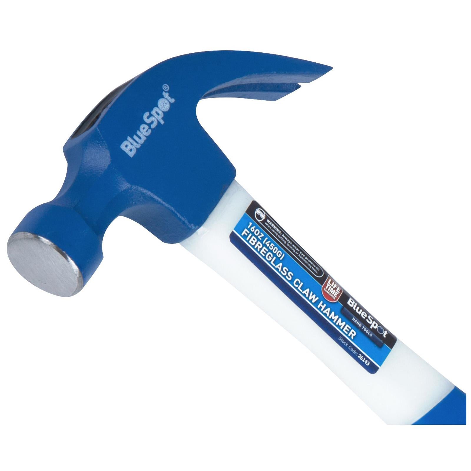 BlueSpot Fibreglass Claw Hammer 16oz 450g
