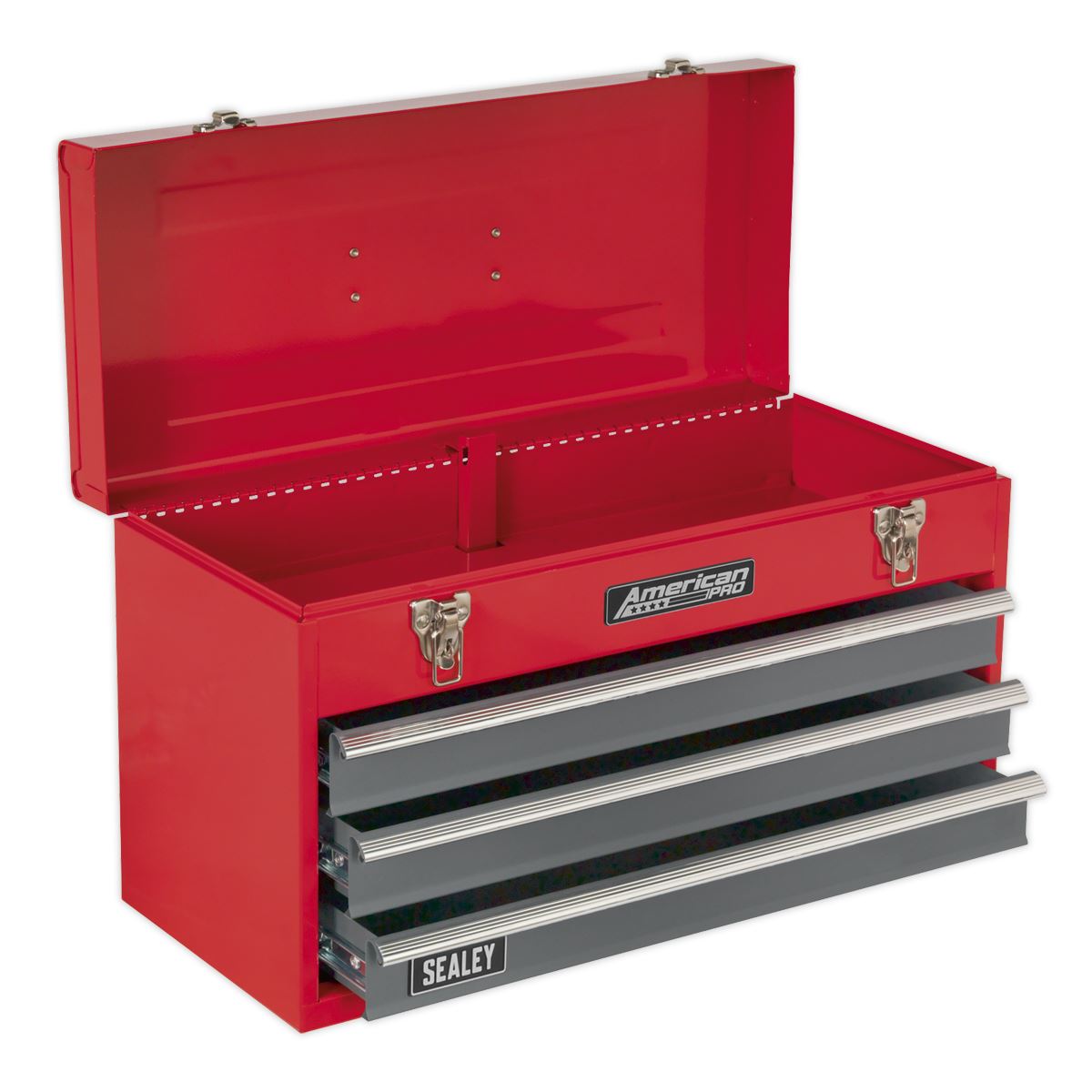 Sealey American Pro Tool Chest 3 Drawer Portable with Ball-Bearing Slides - Red/Grey