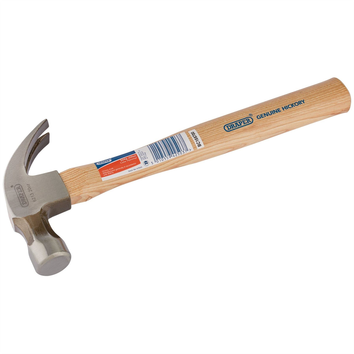 Draper Hickory Shaft Claw Hammer 560g/20oz 42503 White Rose Tools