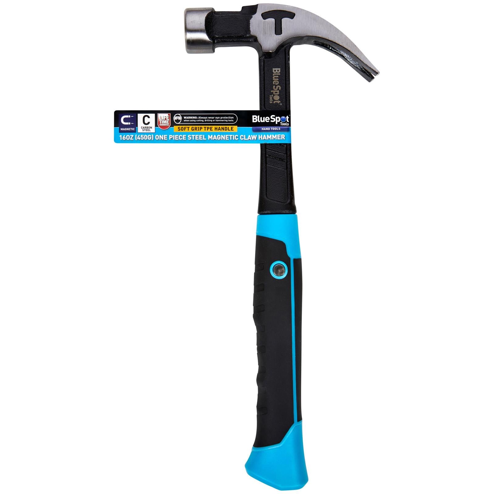 BlueSpot Magnetic Claw Hammer One Piece Steel 16oz 450g