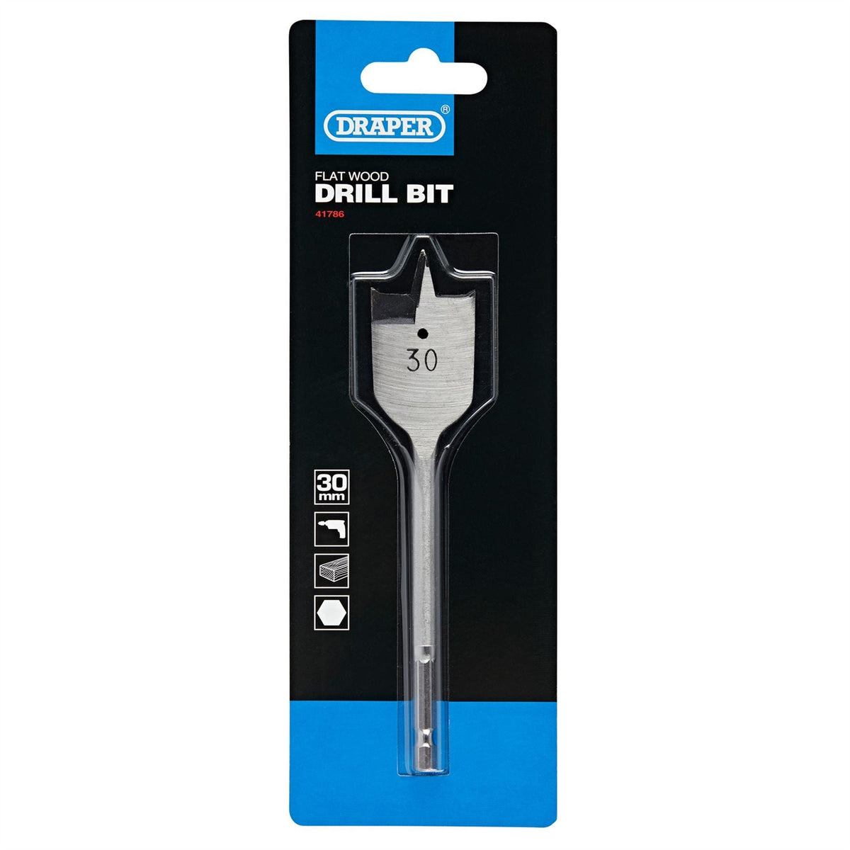 Draper Flat Wood Drill Bit 30 x 152mm 41786 White Rose Tools