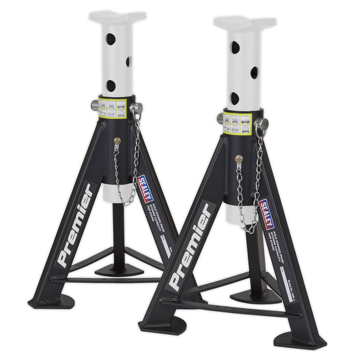 Sealey Premier Premier Axle Stands (Pair) 6 Tonne Capacity per Stand - White