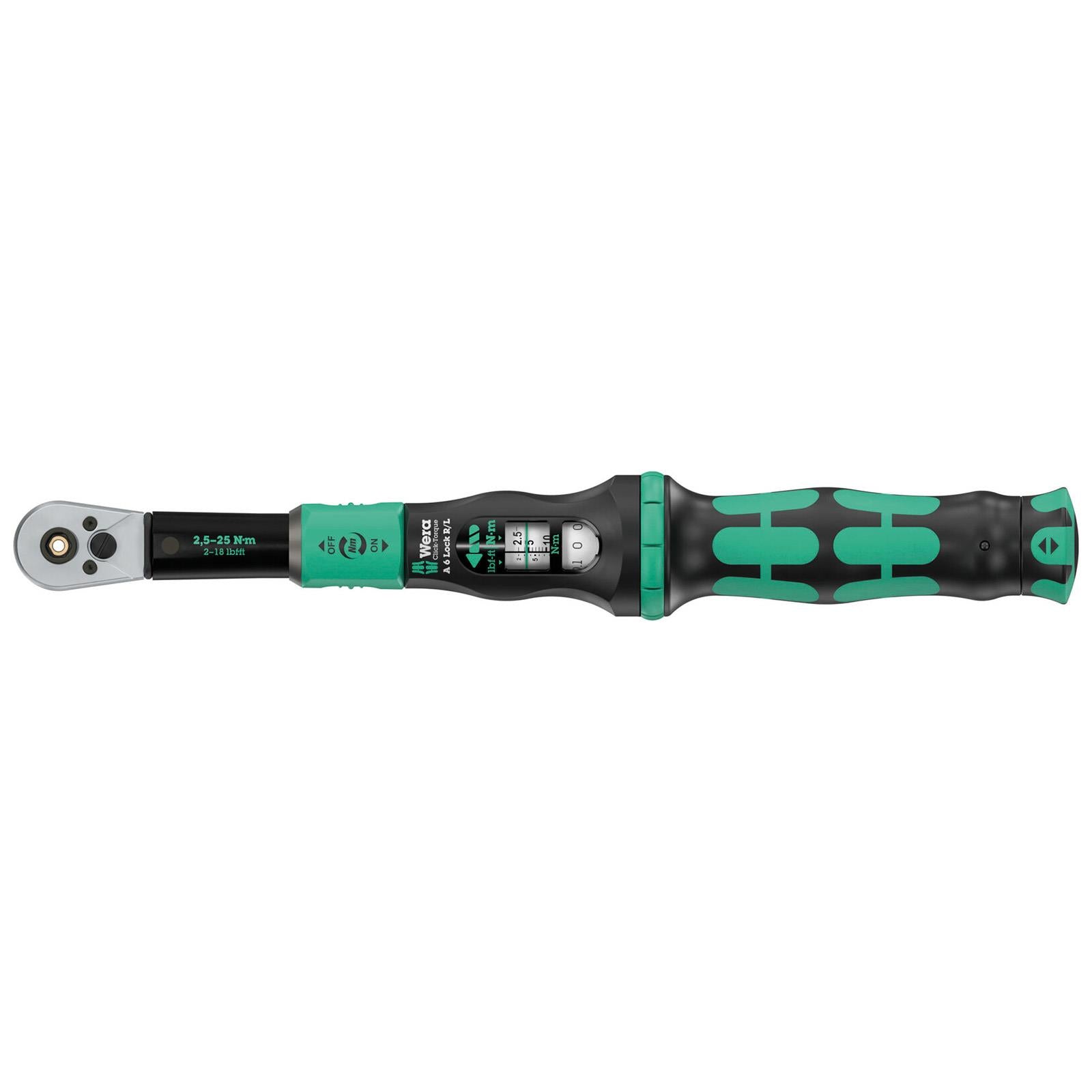 Wera Click Torque Lock Wrench A 6 R/L Reversible Ratchet 2.5-25 Nm 1/4" Hex Reversible Torque Operation