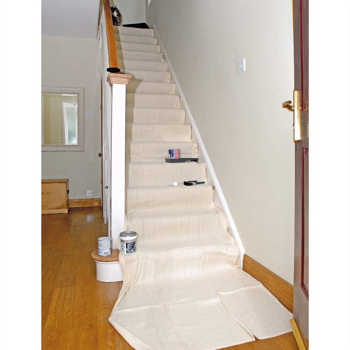 Draper Staircase Cotton Dust Sheet 7.2 x 0.9m 30940 White Rose Tools