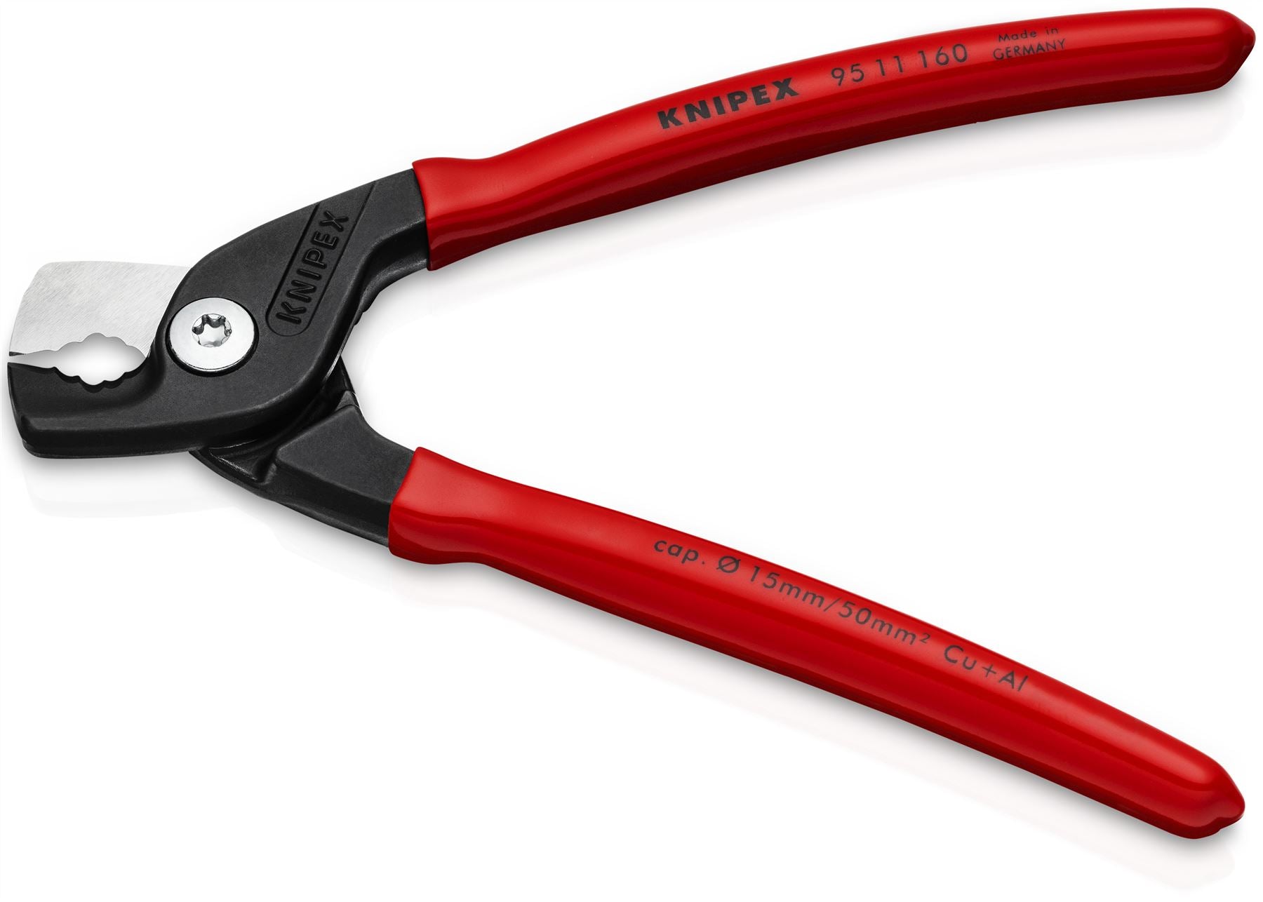 KNIPEX StepCut Cable Shears Cutting Pliers 15mm Capacity 160mm Plastic Coated Handles 95 11 160 SB
