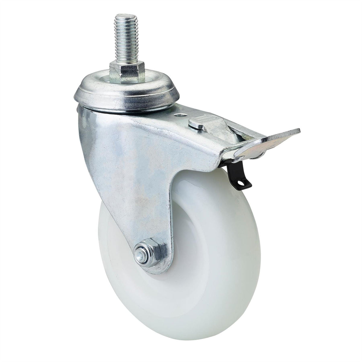 Draper Swivel Bolt Fixing Nylon Wheel with Brake 100mm Diameter S.W.L. 125kg 65506 White Rose Tools