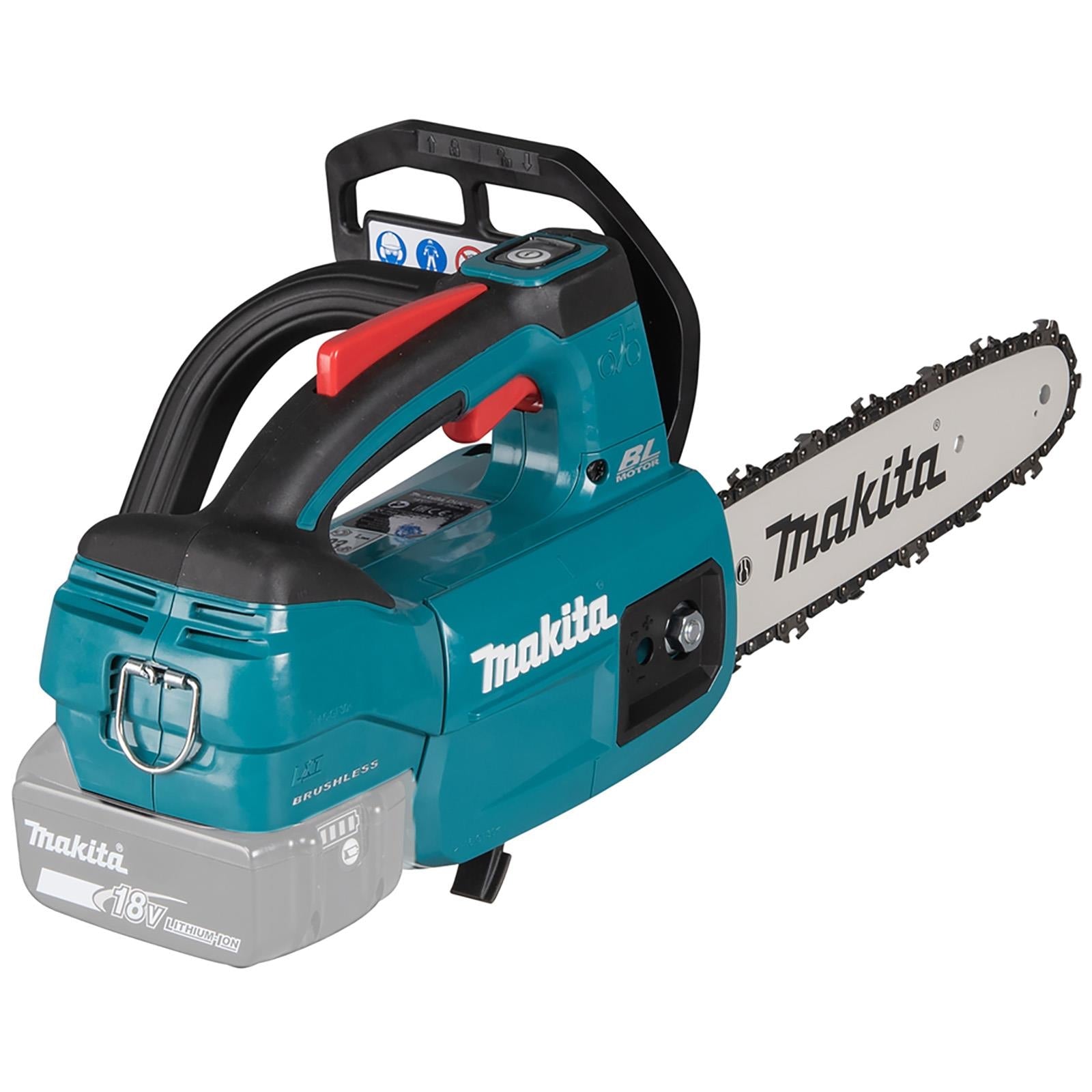 Makita Chainsaw 25cm 10" 18V LXT Brushless Cordless Top Handle Garden Tree Cutting Pruning Bare Unit Body Only DUC254Z White Rose Tools