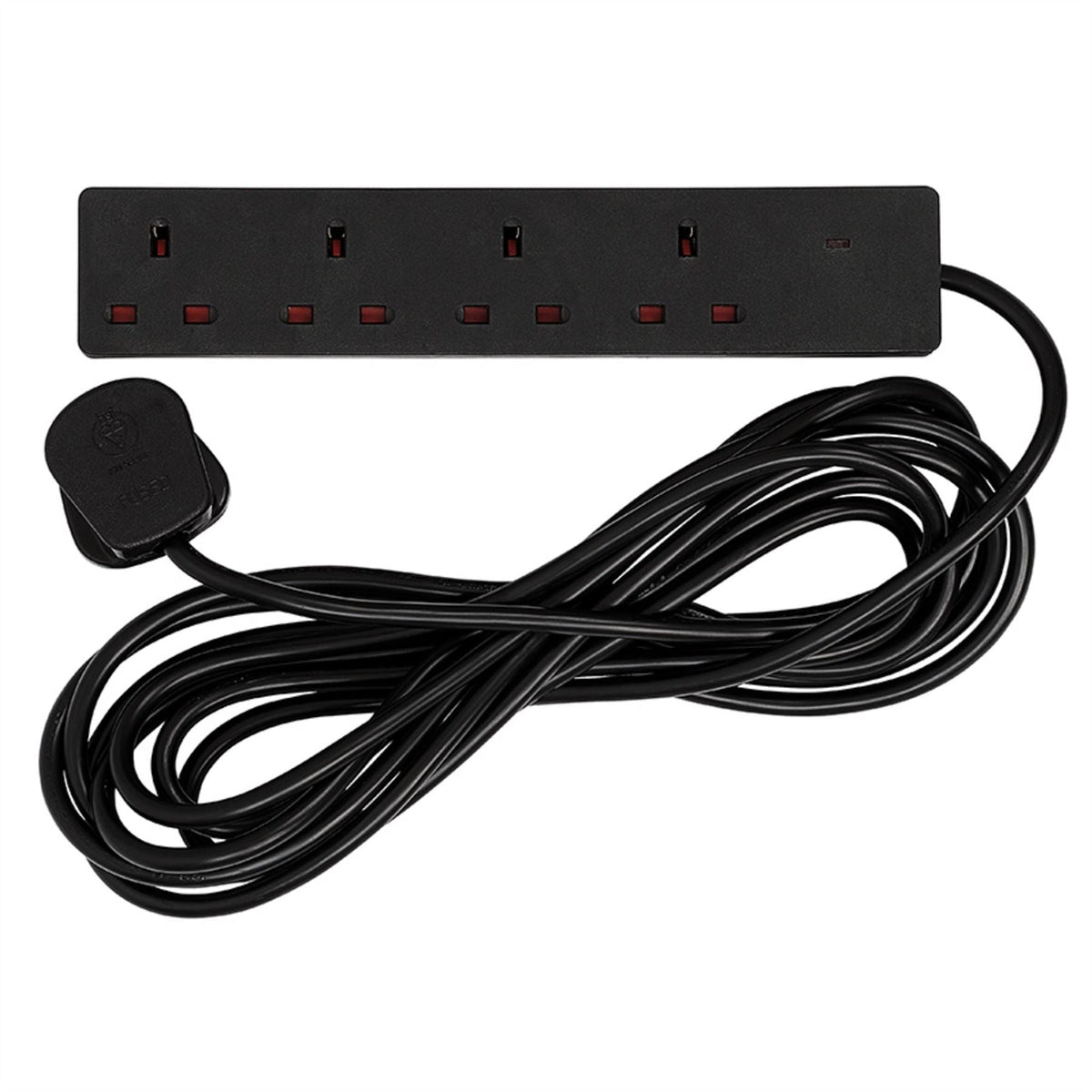 Draper 4 Way Black Extension Lead 5m 30914 White Rose Tools