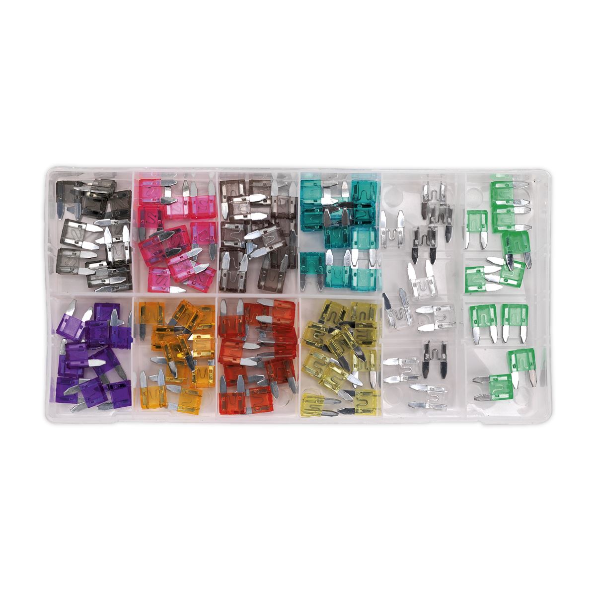 Sealey 100 Piece Mini Automotive Fuse Assortment Car Motorbike Caravan 2-30 Amp