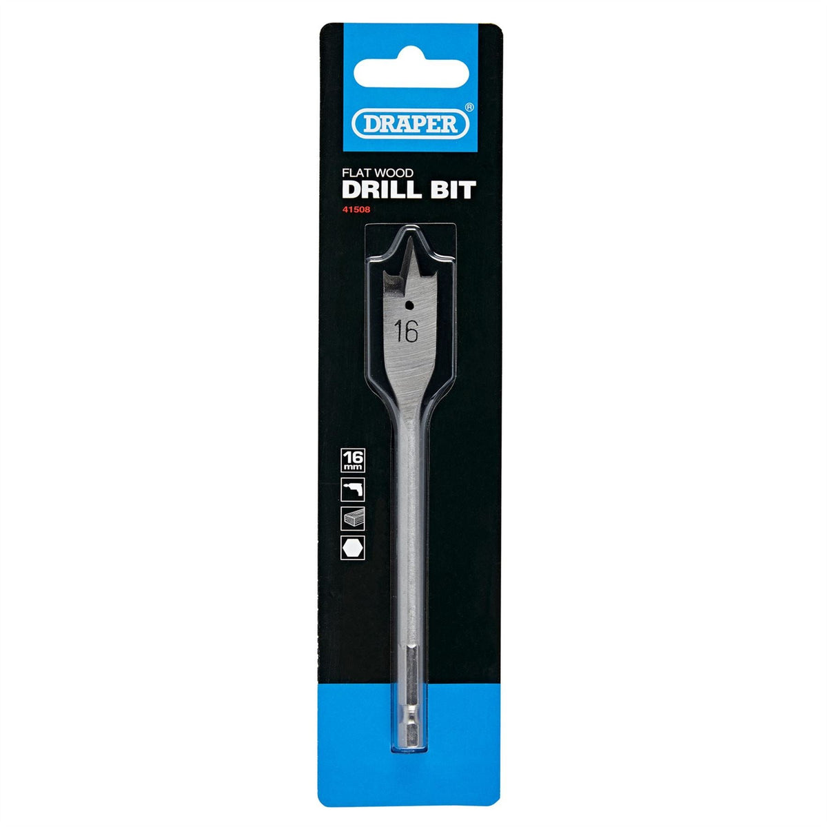 Draper Flat Wood Drill Bit 16 x 152mm 41508 White Rose Tools
