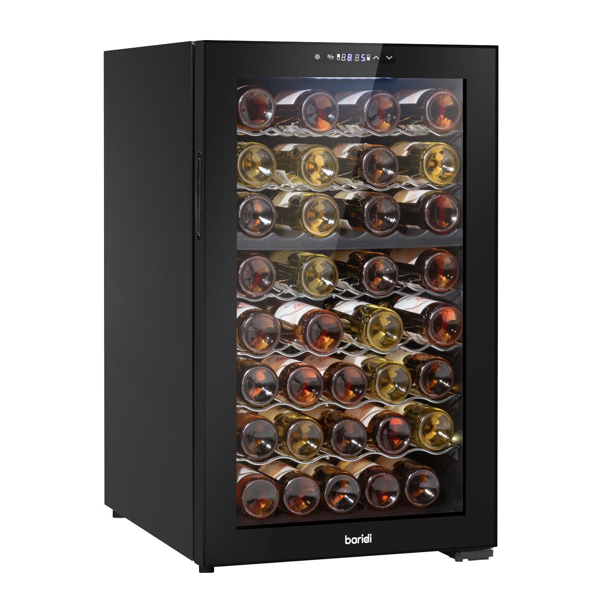 Baridi 52 Bottle Dual Zone Wine Cooler, Fridge, Touch Screen Controls, LED - Black