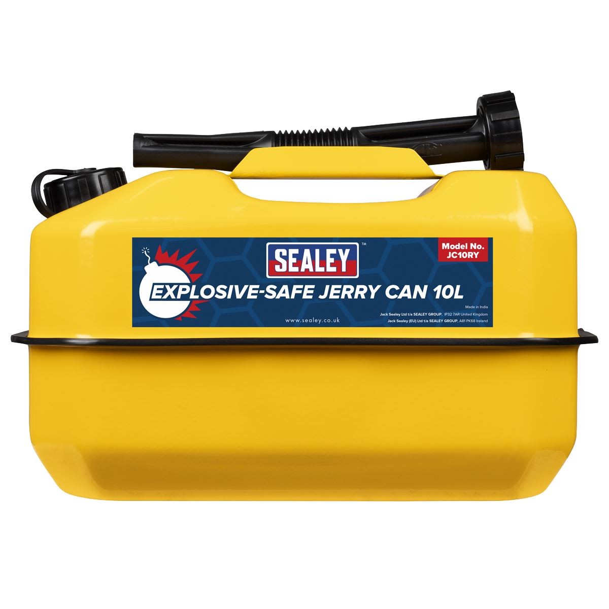 Sealey Explosive-Safe Jerry Can 10L - Yellow White Rose Tools