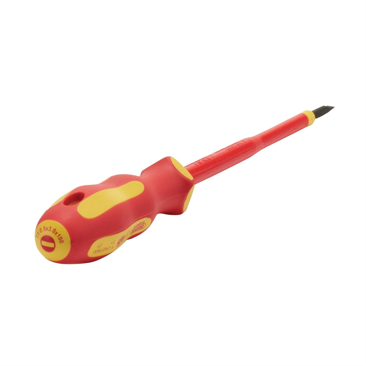 Draper XP1000 VDE Plain Slot Screwdriver 3 x 100mm 64368 White Rose Tools