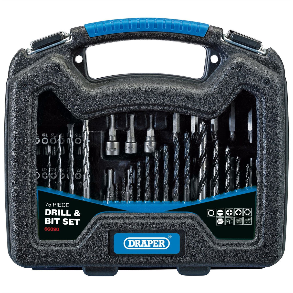 Draper Drill and Accessory Kit (75 Piece) 66090 White Rose Tools