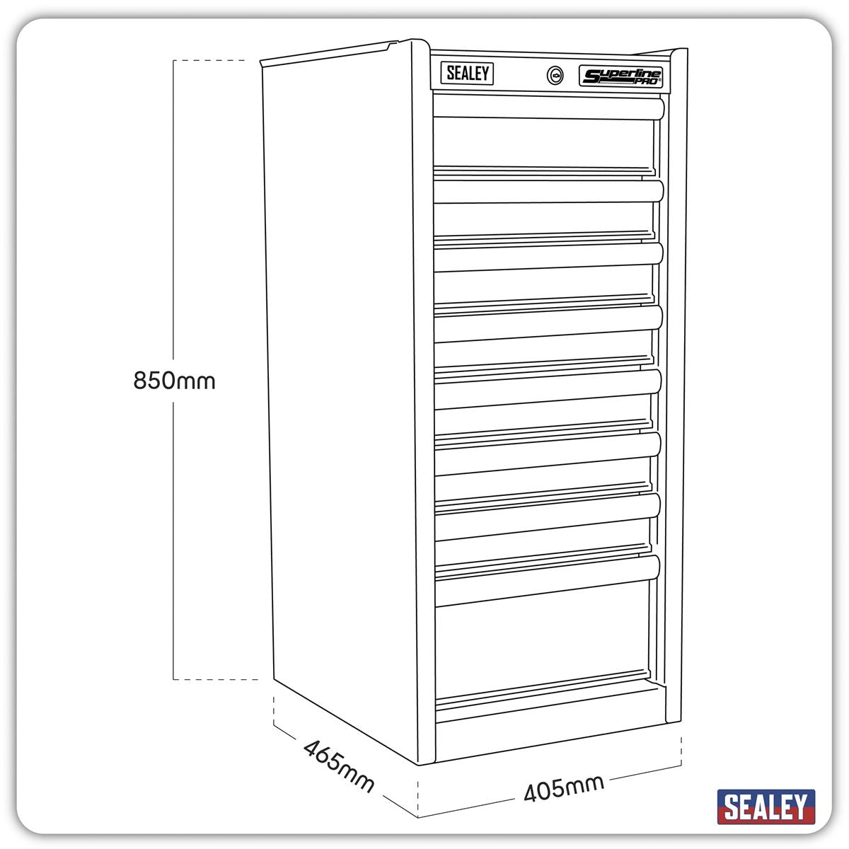 Sealey Superline Pro Hang-On Chest 8 Drawer with Ball-Bearing Slides - Black