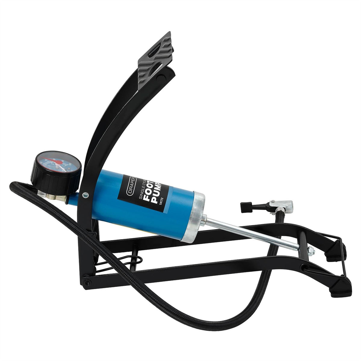 Draper Single Cylinder Foot Pump with Pressure Gauge 14172 White Rose Tools