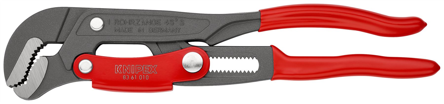 KNIPEX Pipe Wrench S-Type with Fast Adjustment 330mm Grey Powder Coated Plastic Coated Handles 83 61 010