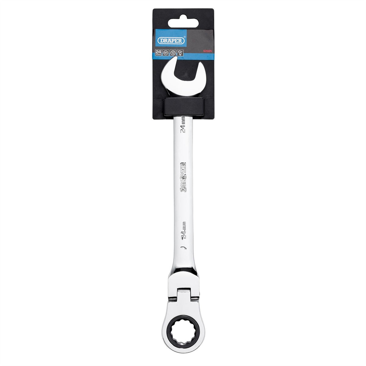 Draper HI-TORQ® Metric Flexible Head Ratcheting Combination Spanner 24mm 52025 White Rose Tools