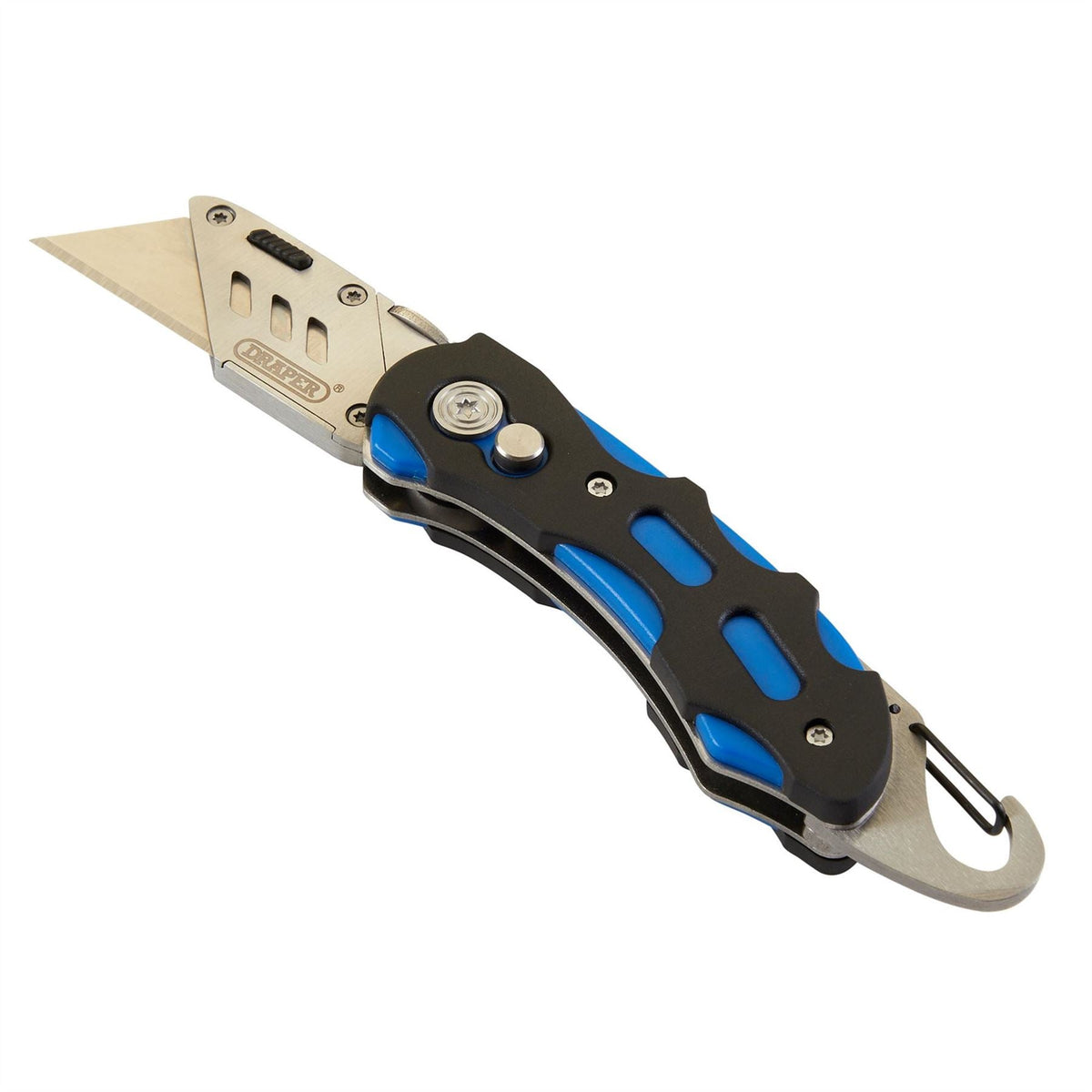 Draper Folding Trimming Knife with Belt Clip Blue 24383 White Rose Tools
