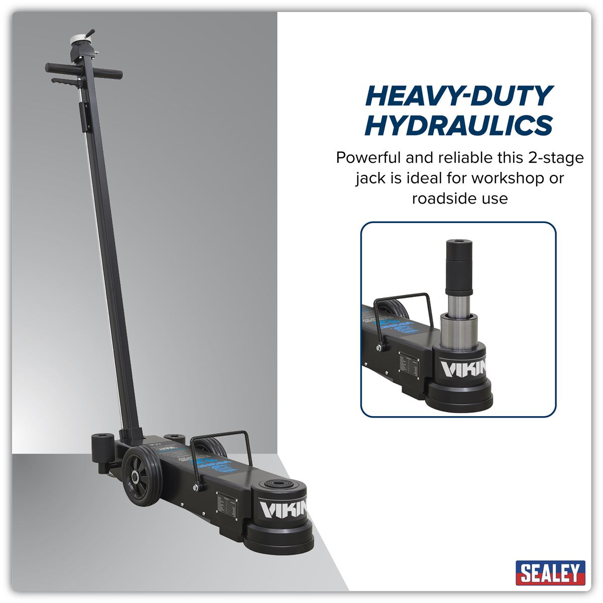 Sealey Viking Long Reach/Low Profile Air Operated Telescopic Jack 15-30 Tonne