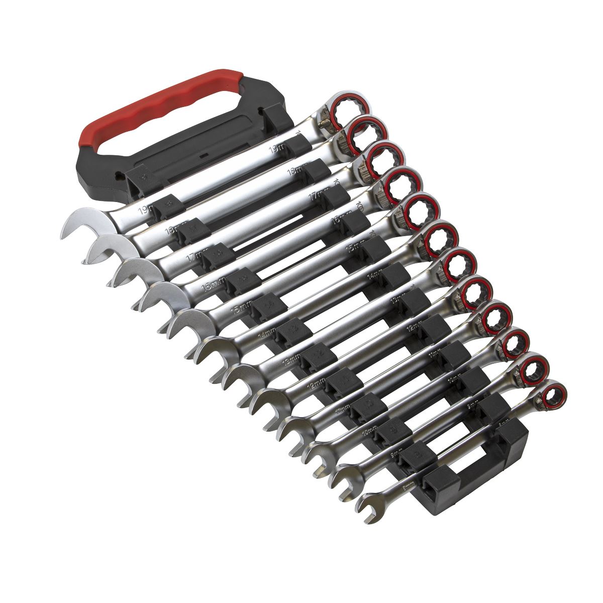 Sealey Reversible Ratchet Combination Spanner Set 12 Piece 8-19mm 100 Tooth Premier