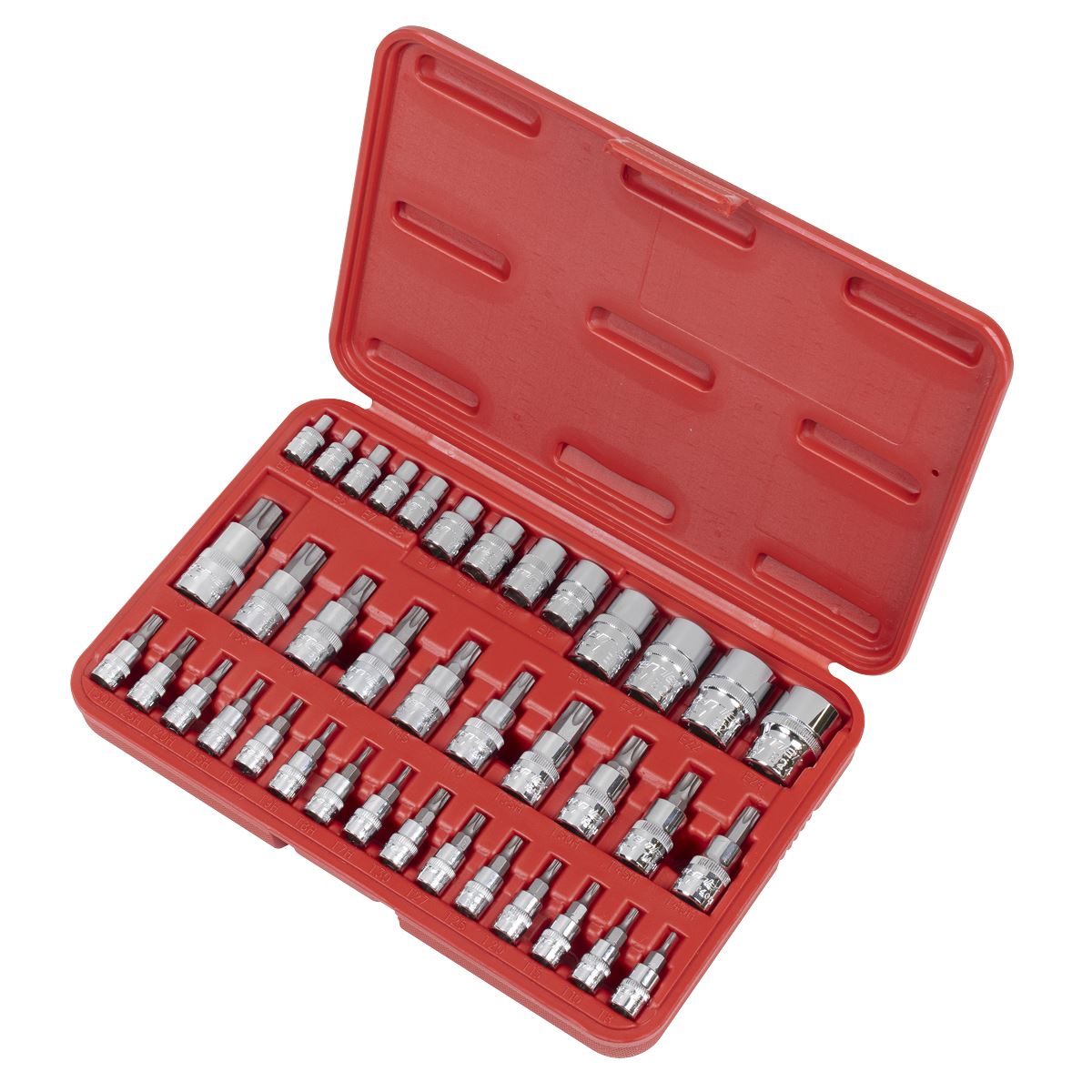 Sealey Premier TRX-Star* Socket & Security Socket Bit Set 1/4", 3/8" & 1/2"Sq Drive 38pc